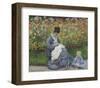 Camille Monet and a Child in the Artist's Garden in Argenteuil, 1875-Claude Monet-Framed Art Print