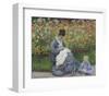 Camille Monet and a Child in the Artist's Garden in Argenteuil, 1875-Claude Monet-Framed Art Print