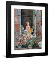 Camille Monet at the Window-Claude Monet-Framed Art Print