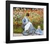 Camille Monet & Child in Artists Garden-Claude Monet-Framed Art Print