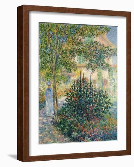 Camille Monet in the Garden at Argenteuil, 1876-Claude Monet-Framed Premium Giclee Print