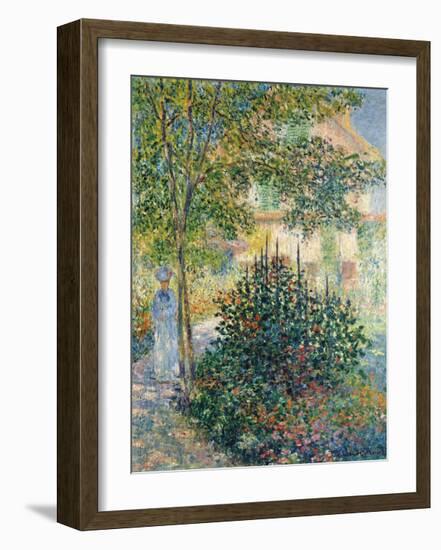 Camille Monet in the Garden at Argenteuil, 1876-Claude Monet-Framed Premium Giclee Print