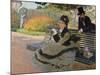 Camille Monet on a Garden Bench, 1873-Claude Monet-Mounted Giclee Print