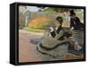 Camille Monet on a Garden Bench, 1873-Claude Monet-Framed Stretched Canvas