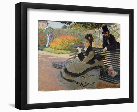 Camille Monet on a Garden Bench, 1873-Claude Monet-Framed Premium Giclee Print