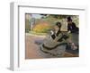 Camille Monet on a Garden Bench, 1873-Claude Monet-Framed Premium Giclee Print