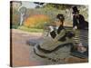 Camille Monet on a Garden Bench, 1873-Claude Monet-Stretched Canvas