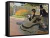 Camille Monet on a Garden Bench, 1873-Claude Monet-Framed Stretched Canvas