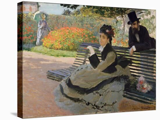 Camille Monet on a Garden Bench, 1873-Claude Monet-Stretched Canvas