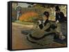 Camille Monet on a Garden Bench-Claude Monet-Framed Stretched Canvas