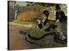 Camille Monet on a Garden Bench-Claude Monet-Stretched Canvas