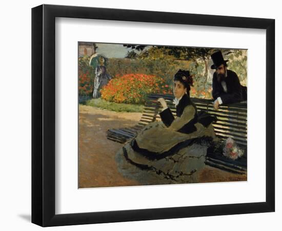 Camille Monet on a Garden Bench-Claude Monet-Framed Premium Giclee Print