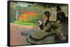 Camille Monet On a Garden Bench-Claude Monet-Framed Stretched Canvas