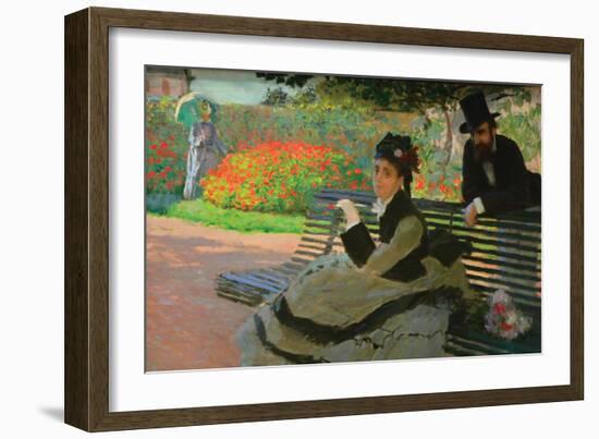 Camille Monet On a Garden Bench-Claude Monet-Framed Art Print