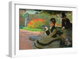 Camille Monet On a Garden Bench-Claude Monet-Framed Art Print