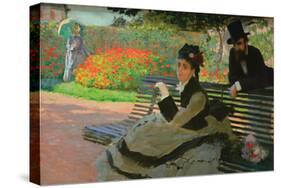 Camille Monet On a Garden Bench-Claude Monet-Stretched Canvas