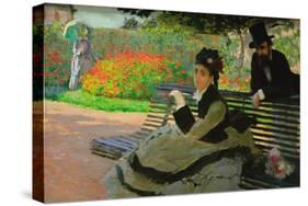 Camille Monet On a Garden Bench-Claude Monet-Stretched Canvas