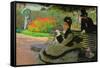 Camille Monet On a Garden Bench-Claude Monet-Framed Stretched Canvas