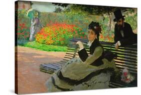 Camille Monet On a Garden Bench-Claude Monet-Stretched Canvas