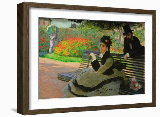 Camille Monet On a Garden Bench-Claude Monet-Framed Art Print