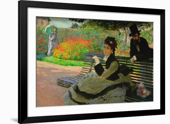 Camille Monet On a Garden Bench-Claude Monet-Framed Art Print