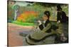 Camille Monet On a Garden Bench-Claude Monet-Stretched Canvas