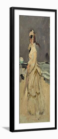 Camille, Monet's First Wife, on the Beach, 1870-Claude Monet-Framed Giclee Print