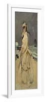 Camille, Monet's First Wife, on the Beach, 1870-Claude Monet-Framed Giclee Print