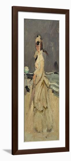 Camille, Monet's First Wife, on the Beach, 1870-Claude Monet-Framed Giclee Print