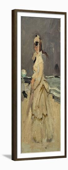 Camille, Monet's First Wife, on the Beach, 1870-Claude Monet-Framed Giclee Print