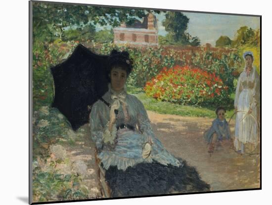 Camille Monet with Son and Nanny in the Garden, 1873-Claude Monet-Mounted Giclee Print