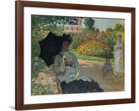 Camille Monet with Son and Nanny in the Garden, 1873-Claude Monet-Framed Giclee Print