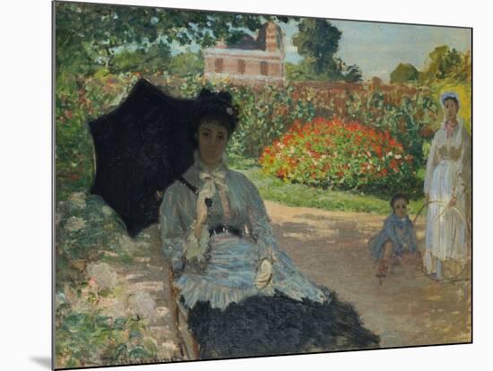 Camille Monet with Son and Nanny in the Garden, 1873-Claude Monet-Mounted Giclee Print