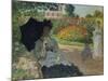 Camille Monet with Son and Nanny in the Garden, 1873-Claude Monet-Mounted Giclee Print