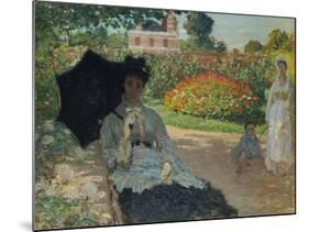 Camille Monet with Son and Nanny in the Garden, 1873-Claude Monet-Mounted Giclee Print