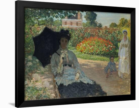 Camille Monet with Son and Nanny in the Garden, 1873-Claude Monet-Framed Giclee Print