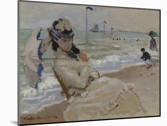 Camille on the Beach in Trouville, 1870-Claude Monet-Mounted Giclee Print