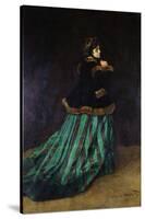 Camille, or the Woman in the Green Dress, 1866-Claude Monet-Stretched Canvas