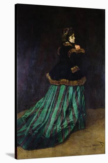 Camille, or the Woman in the Green Dress, 1866-Claude Monet-Stretched Canvas