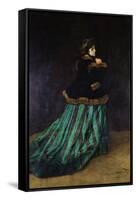 Camille, or the Woman in the Green Dress, 1866-Claude Monet-Framed Stretched Canvas