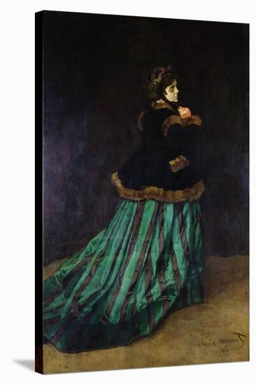 Camille, or the Woman in the Green Dress, 1866-Claude Monet-Stretched Canvas