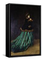 Camille, or the Woman in the Green Dress, 1866-Claude Monet-Framed Stretched Canvas