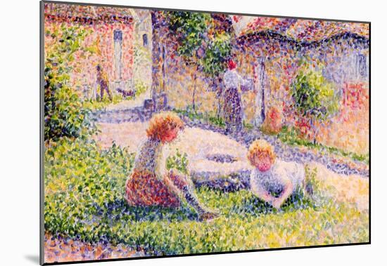 Camille Pissarro Children on a Farm Art Print Poster-null-Mounted Poster