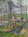 Landscape in Eragny, Church and Farm Painting by Camille Pissarro (1830-1903) 1895 Sun. 0,6X0,73 M-Camille Pissarro-Giclee Print