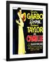 Camille, Robert Taylor, Greta Garbo on window card, 1936-null-Framed Art Print