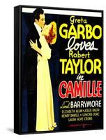 Camille, Robert Taylor, Greta Garbo on window card, 1936-null-Framed Stretched Canvas