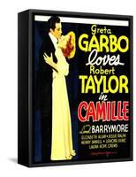 Camille, Robert Taylor, Greta Garbo on window card, 1936-null-Framed Stretched Canvas