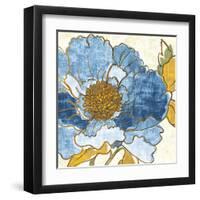 Camilles Peony I Indigo-Sue Schlabach-Framed Art Print