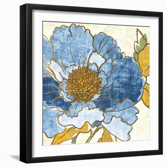 Camilles Peony I Indigo-Sue Schlabach-Framed Art Print