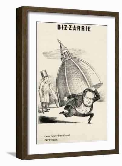 Camillo Benso, Count of Cavour in Satirical Cartoon Published by Magazine L'Arlecchino-null-Framed Giclee Print